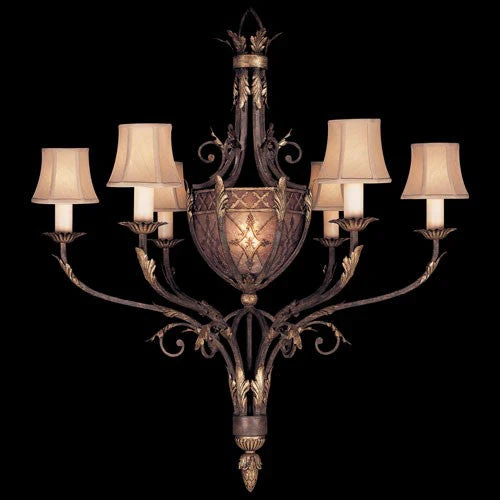 Villa 1919 Six-Light Chandelier in Rich Umber Finish and Gilded Accents - Image 1