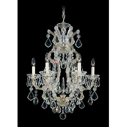 Maria Theresa Heirloom Silver Six-Light Chandelier with Clear Hand Cut Crystal - Image 1