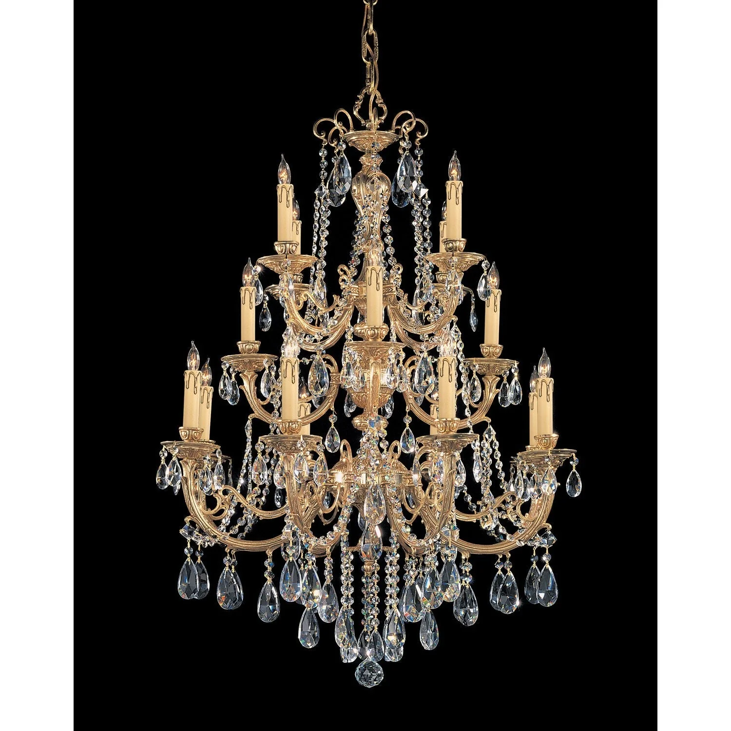Etta Olde Brass Sixteen-Light Crystal Chandelier - Image 1