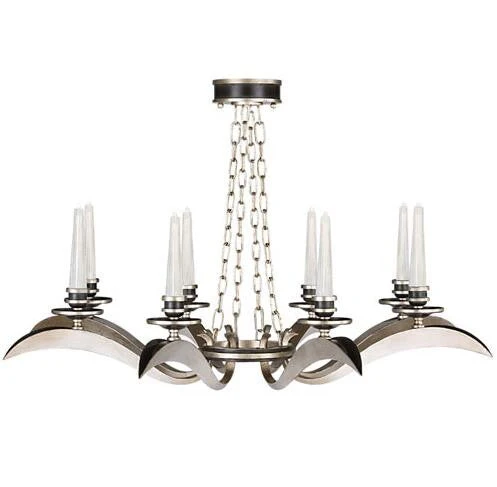Silver Eight-Light Chandelier in Antique Silver Leaf Finish - Image 1