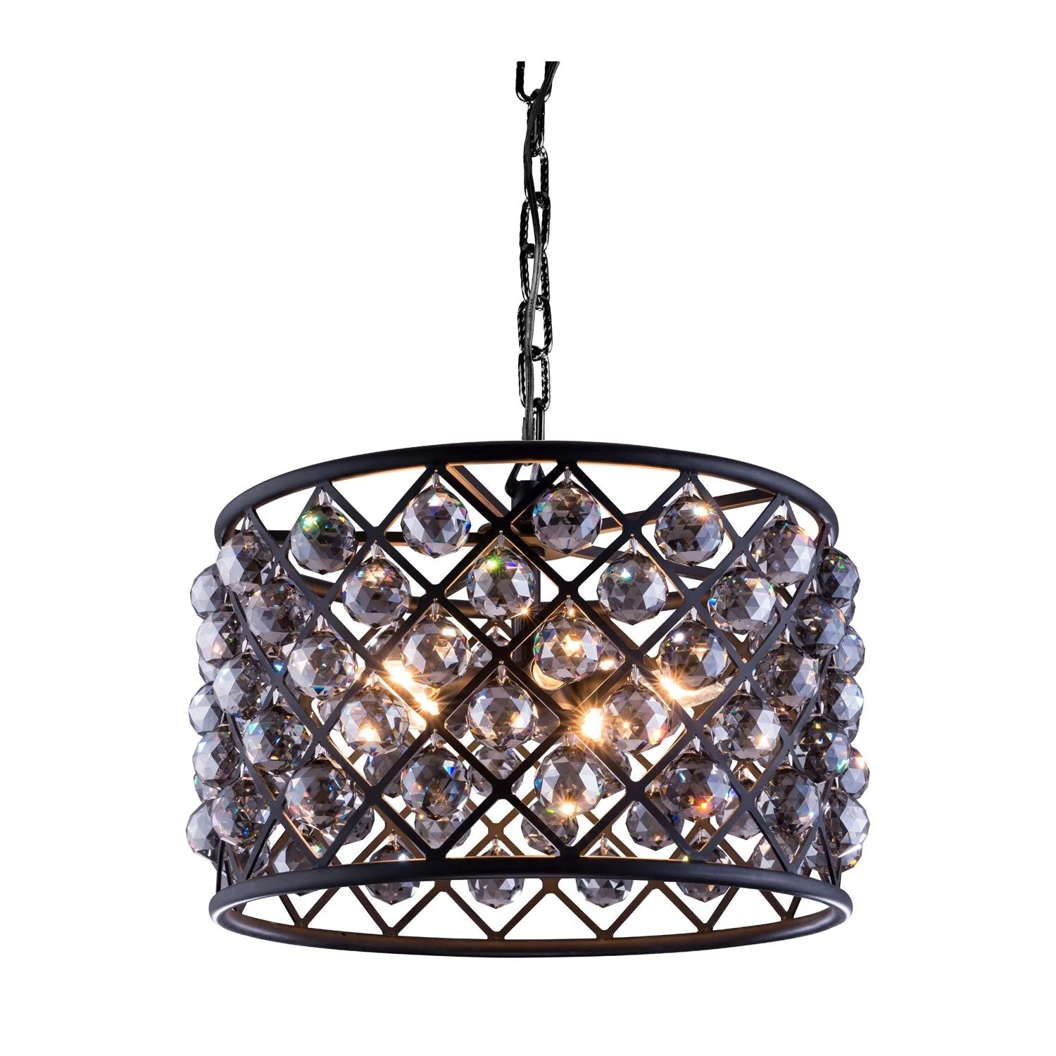 Madison Mocha Brown Six-Light Pendant with Royal Cut Silver Shade Crystals - Image 1