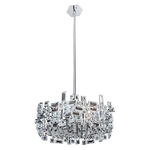 Vermeer Chrome Six-Light Hexagonal Pendant with Firenze Clear Crystal - Image 1
