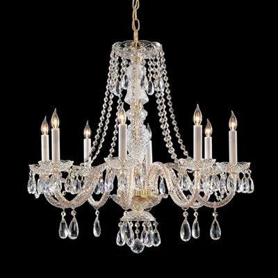 8 Light Bohemian Crystal Chandelier, gold plated finish - Image 1