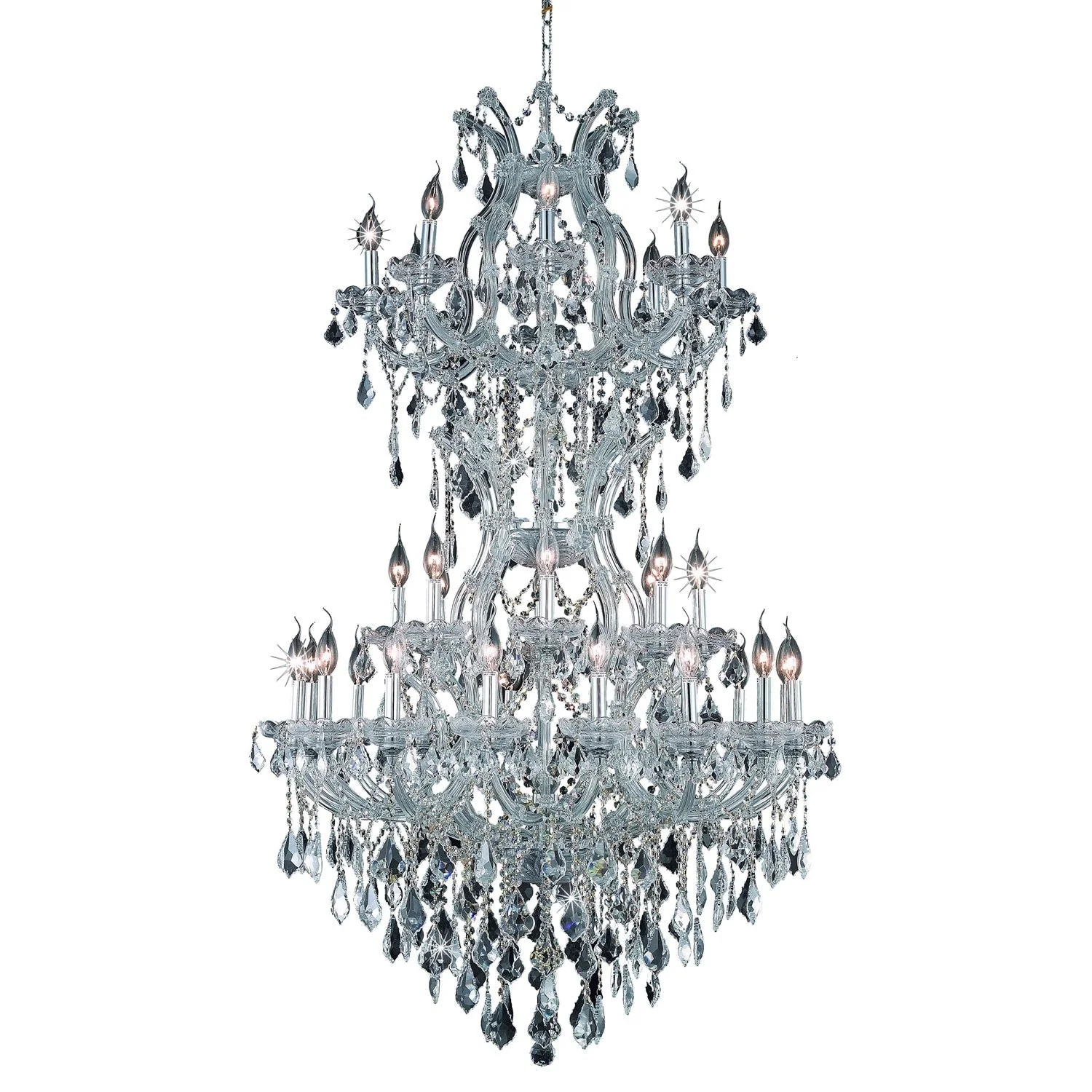 Chrome Thirty-Four Light 36-Inch Chandelier with Royal Cut Clear Crystal - Image 1