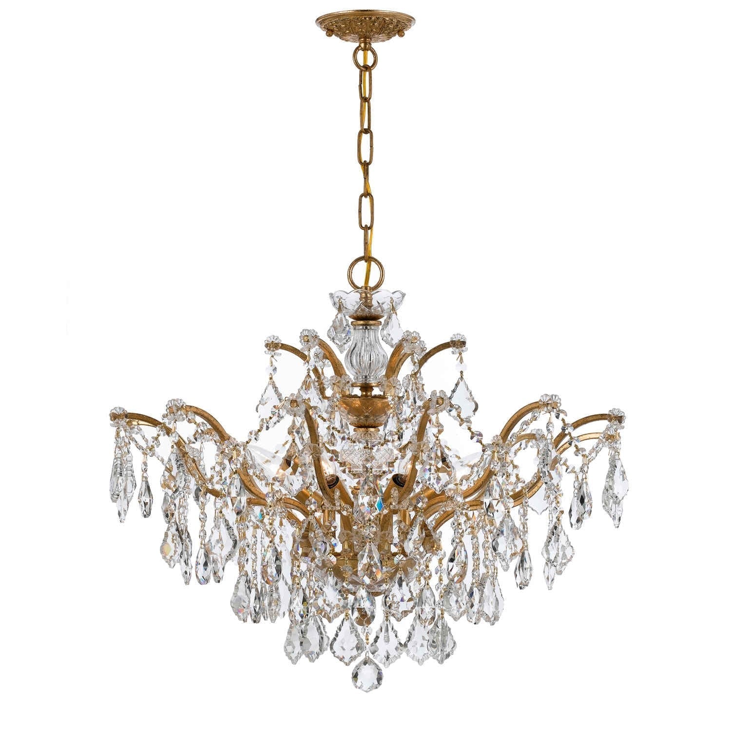 Gold 27-Inch Six Light Swarovski Elements Chandelier - Image 1