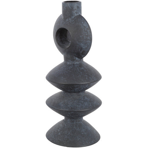 Surya Yagya Collection Modern Brushed Matte Black Ceramic Vase YAG-006 - Image 2