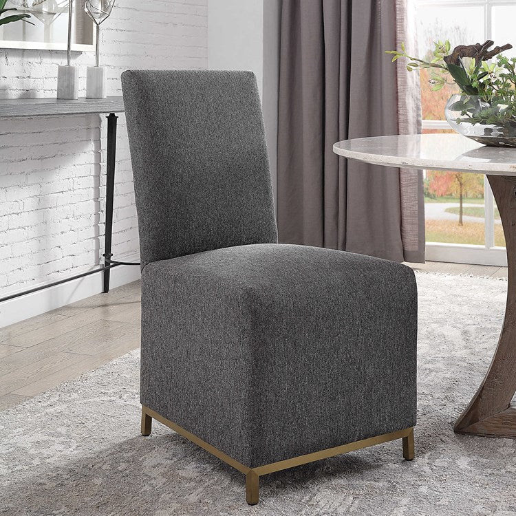Uttermost Gerard Charcoal Gray Fabric Armless Accent Chairs Set of 2 - Image 2