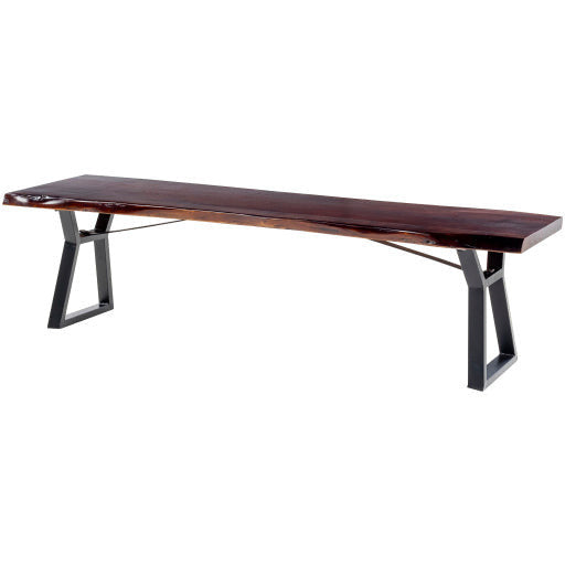 Surya Stavanger Modern Wood Dining Bench With Black Metal Legs - Image 3