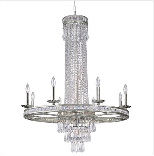 Olde Silver Twelve-Light Chandelier with Hand Polished Crystal - Image 1