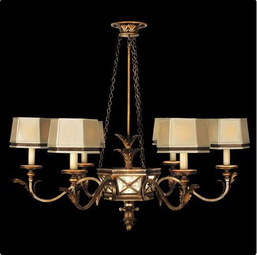 Six-Light Chandelier in Rustic Burnished Gold Finish with Silver Highlights - Image 1