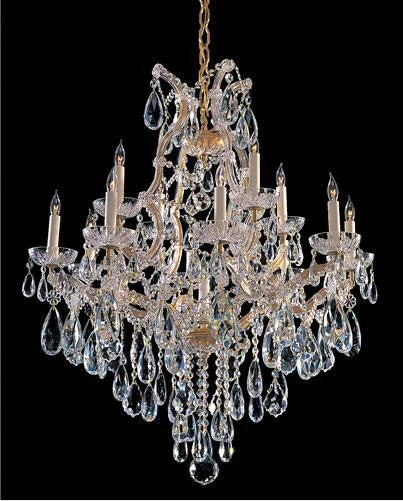 Gold Thirteen-Light Chandelier with Swarovski Strass Crystal - Image 1