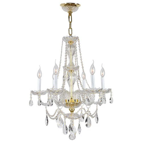 Polished Gold Six-Light Chandelier - Image 1