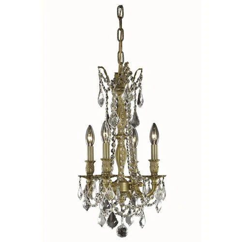 Antique Bronze Four-Light Chandelier with Royal Cut Crystal - Image 1