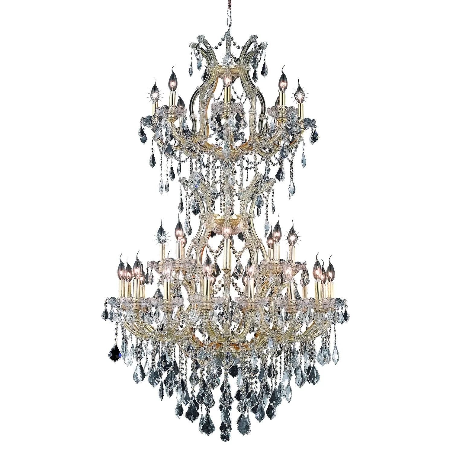 Gold Thirty-Four Light 36-Inch Chandelier with Royal Cut Clear Crystal - Image 1