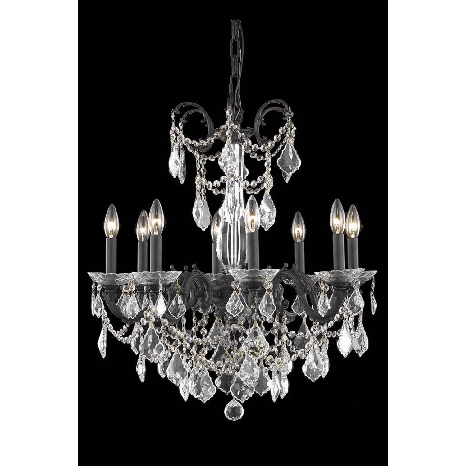 Athena Dark Bronze Eight-Light Chandelier with Royal Cut Crystal - Image 1