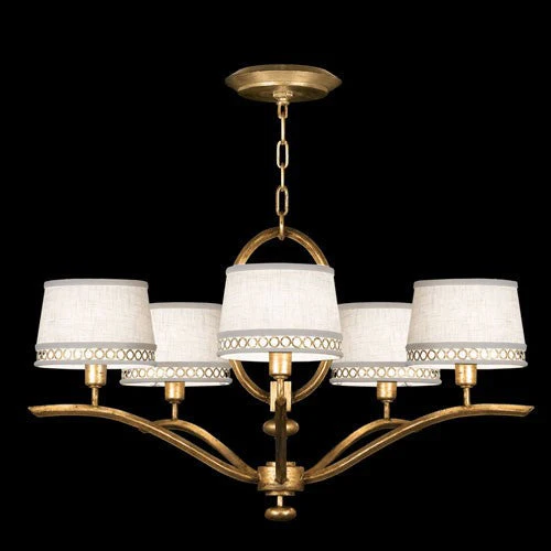 Fine Art Lamps Allegretto Five-Light Chandelier in Burnished Gold Leaf Finish - Image 1