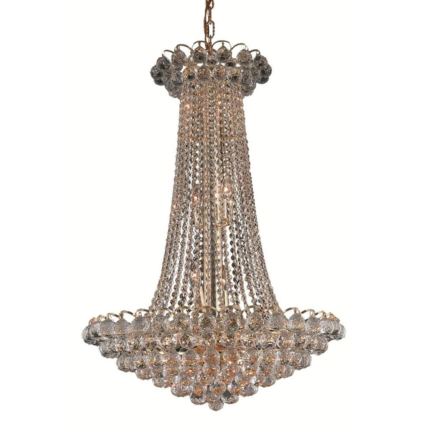 Godiva Gold Fifteen-Light 27-Inch Chandelier with Elegant Cut Clear Crystal - Image 1