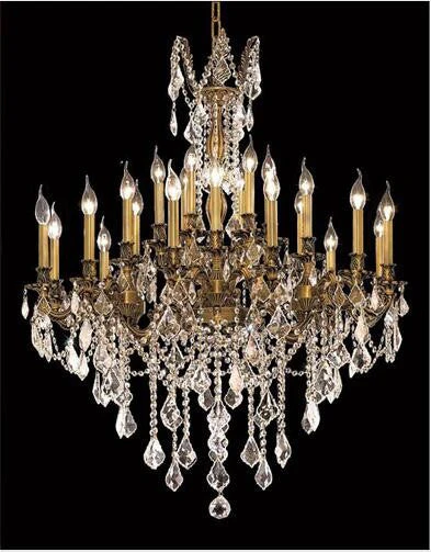 Gold 24-Light Chandelier with Royal Cut Crystal - Image 1