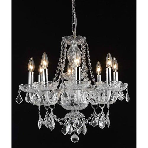 Chrome Eight-Light 20-Inch Chandelier with Royal Cut Clear Crystal - Image 1