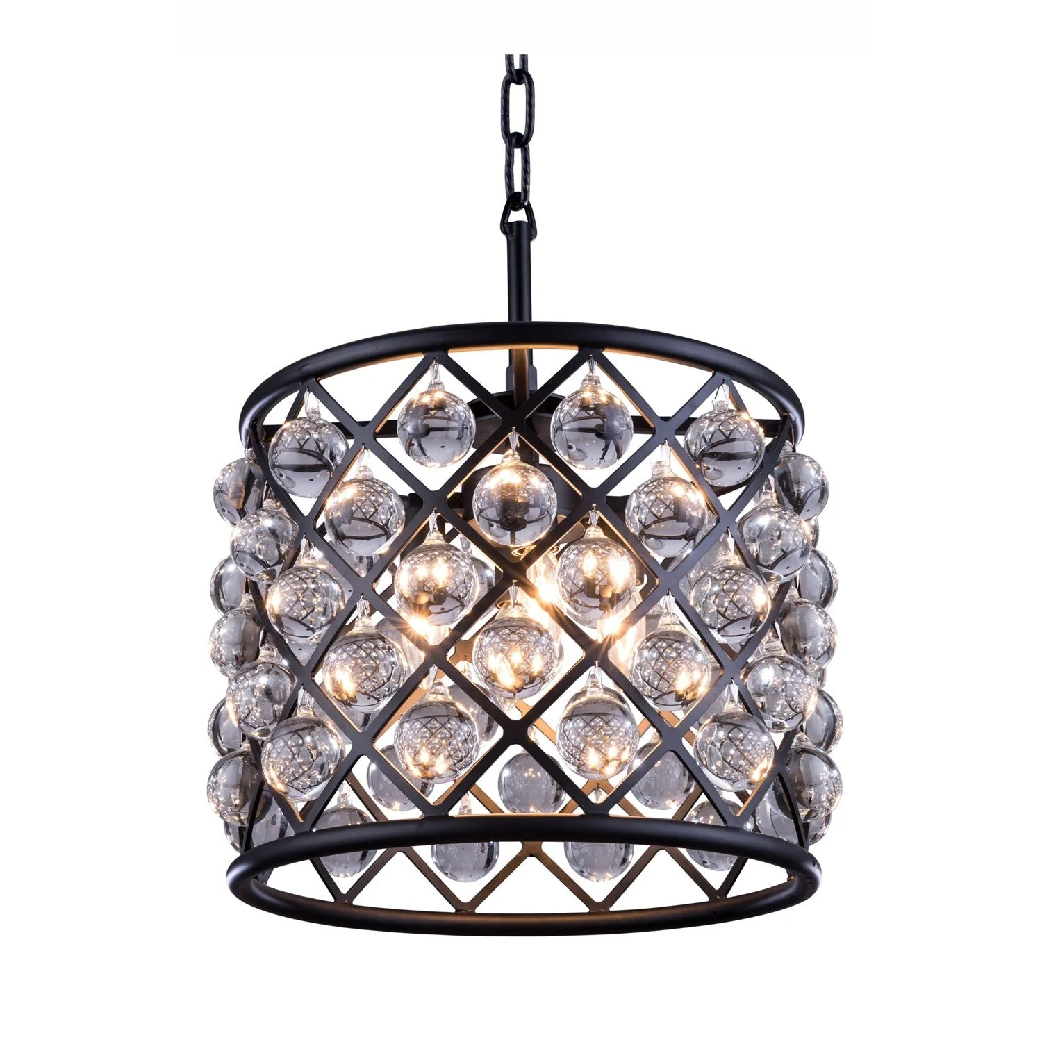 Madison Mocha Brown Three-Light Pendant with Royal Cut Clear Crystals - Image 1