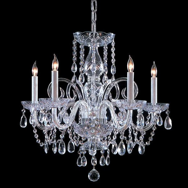 5 Light Bohemian Crystal Chandelier, Chrome - Image 1
