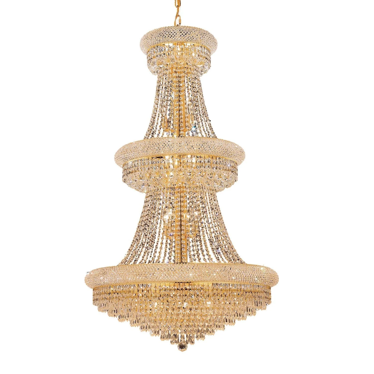 Gold Thirty-Two Light 30-Inch Chandelier with Royal Cut Clear Crystal - Image 1