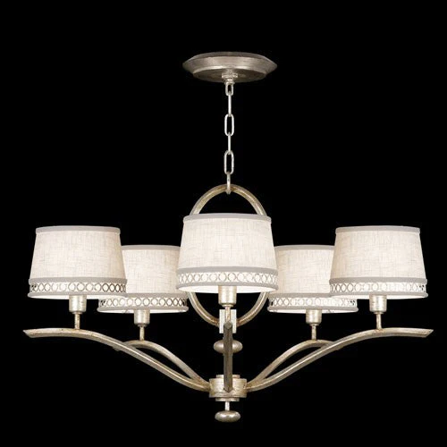 Fine Art Lamps Allegretto Five-Light Chandelier in Platinized Silver Leaf Finish - Image 1