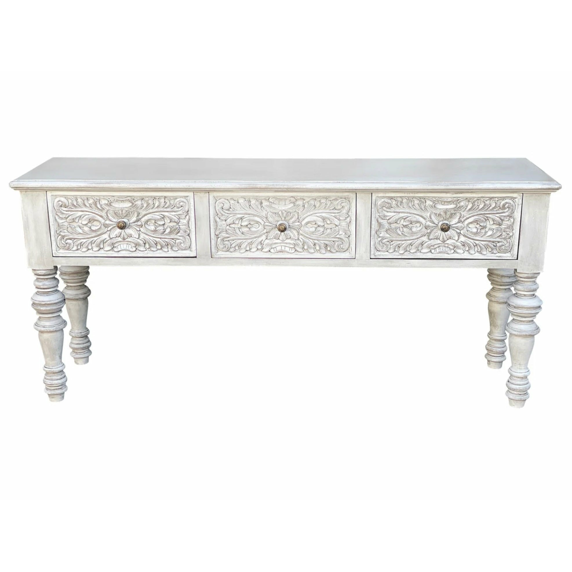 Casa Bonita Peruvian Hand-Painted Carved Wood Aria Console Table - Image 1