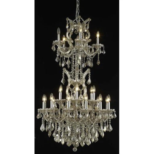 Maria Theresa Golden Teak Twenty-Five Light Chandelier with Golden Teak/Smoky Royal Cut Crystals - Image 1