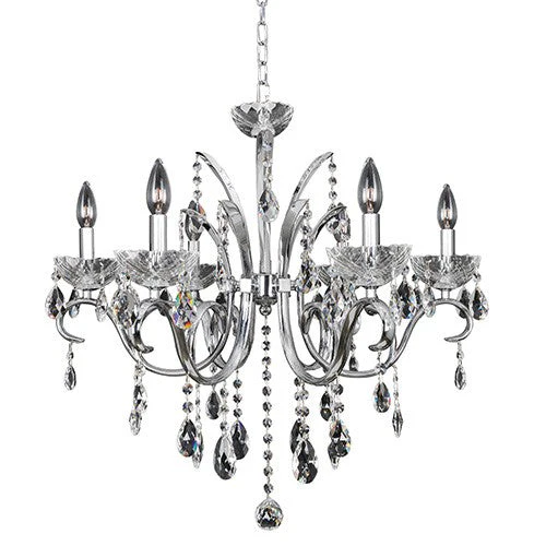 Six-Light 26-Inch Wide Chandelier with Firenze Clear Crystal - Image 1