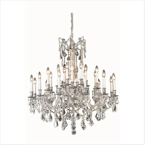 Pewter 24-Light 36-Inch Chandelier with Royal Cut Crystal - Image 1