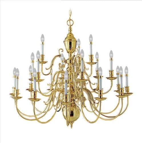 Twenty-One-Light Polished Brass Chandelier - Image 1
