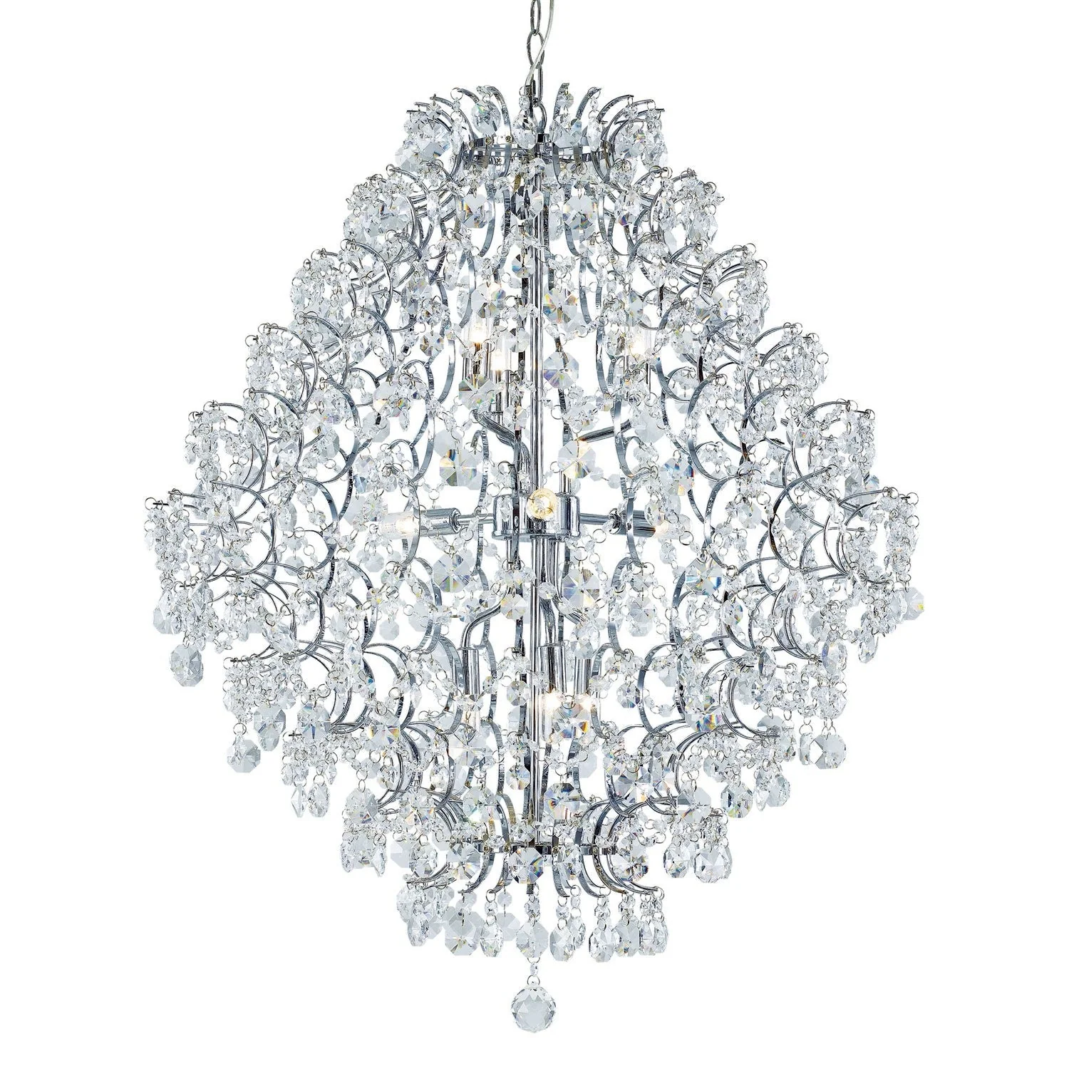 Polished Chrome Nine Light Adjustable Chandelier - Image 1
