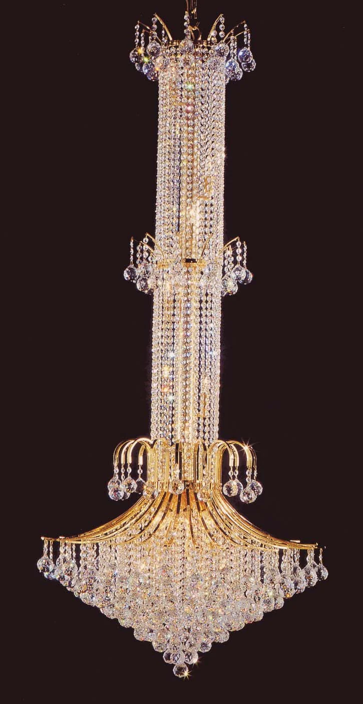 Entryway/ foyer large crystal chandelier in gold plated finish - Image 1