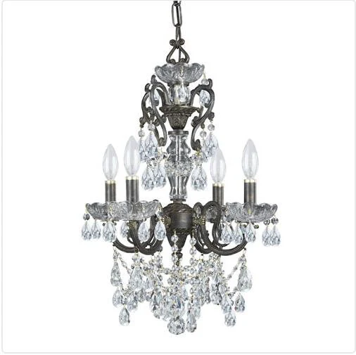 Bronze Wood Crystal Four-Light Chandelier - Image 1