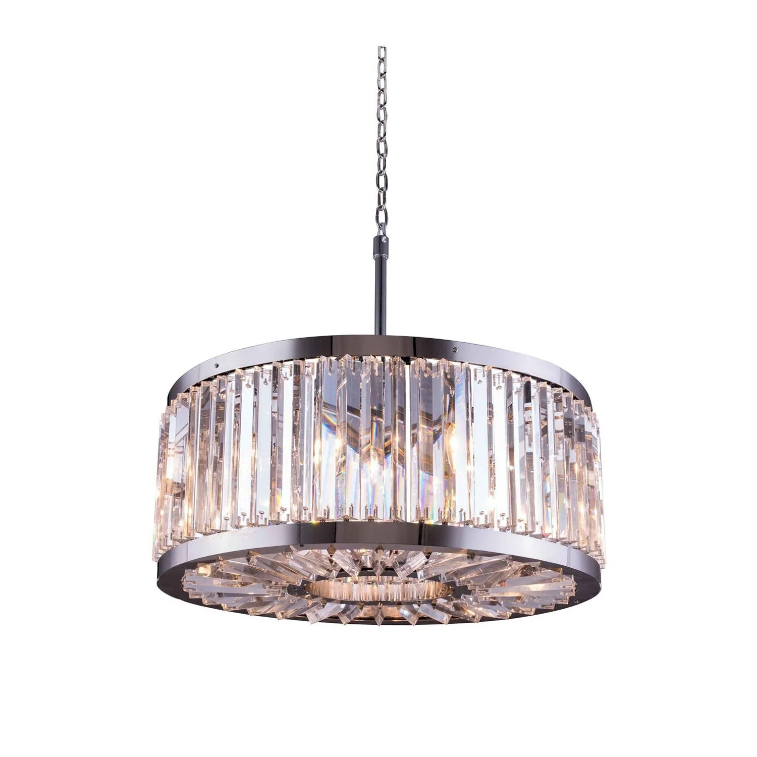 Chelsea Polished Nickel Twenty-Eight-Inch Pendant with Clear Crystals - Image 1