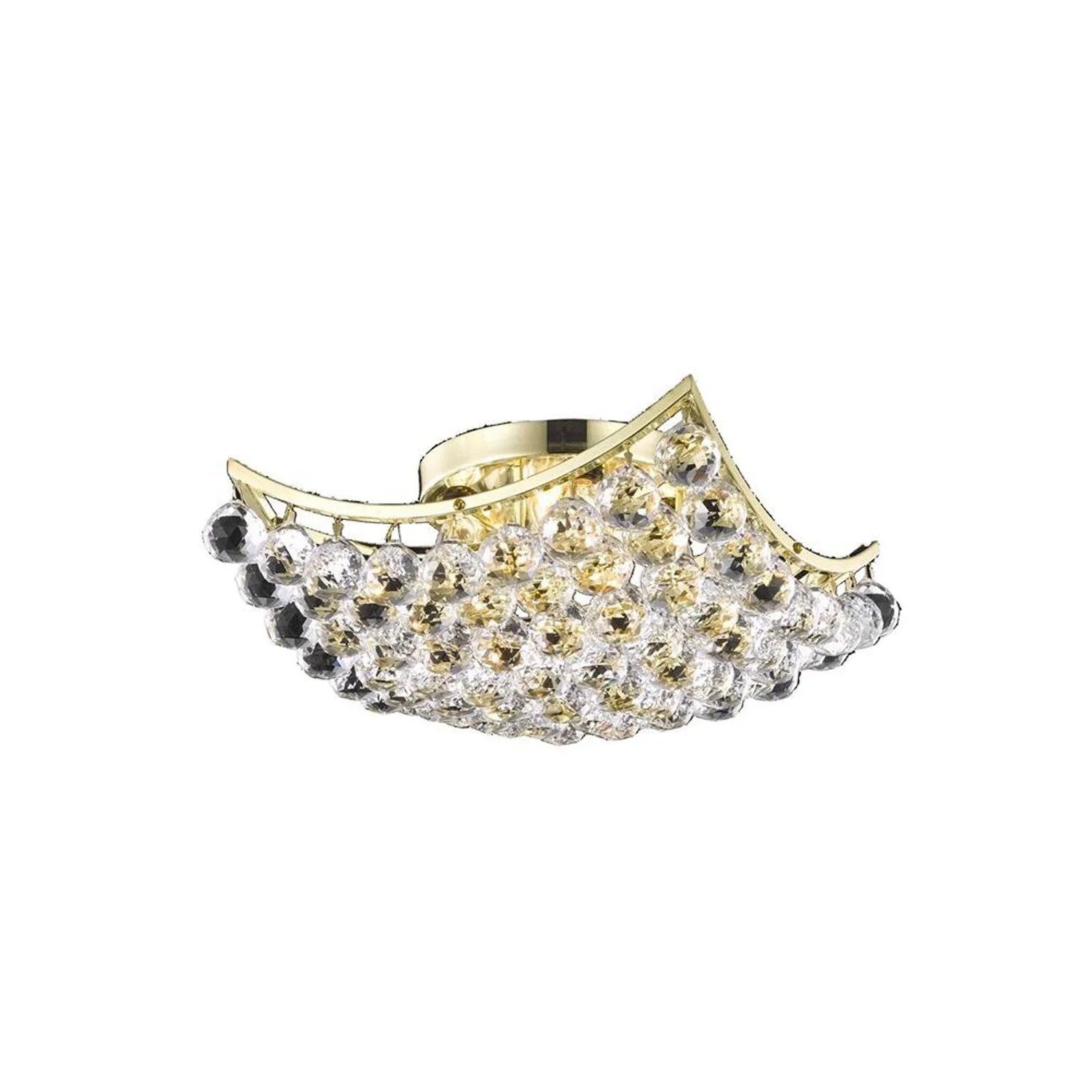 Gold 14-Inch Flush Mount with Elegant Cut Crystal - Image 1