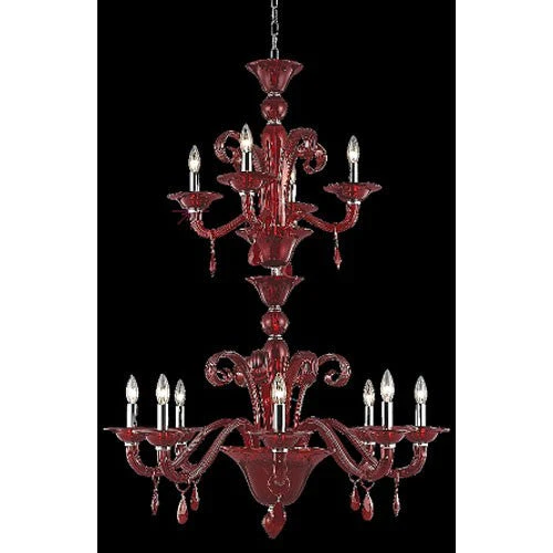 Muse Red Twelve-Light Chandelier with Bordeaux/Red Royal Cut Crystals - Image 1