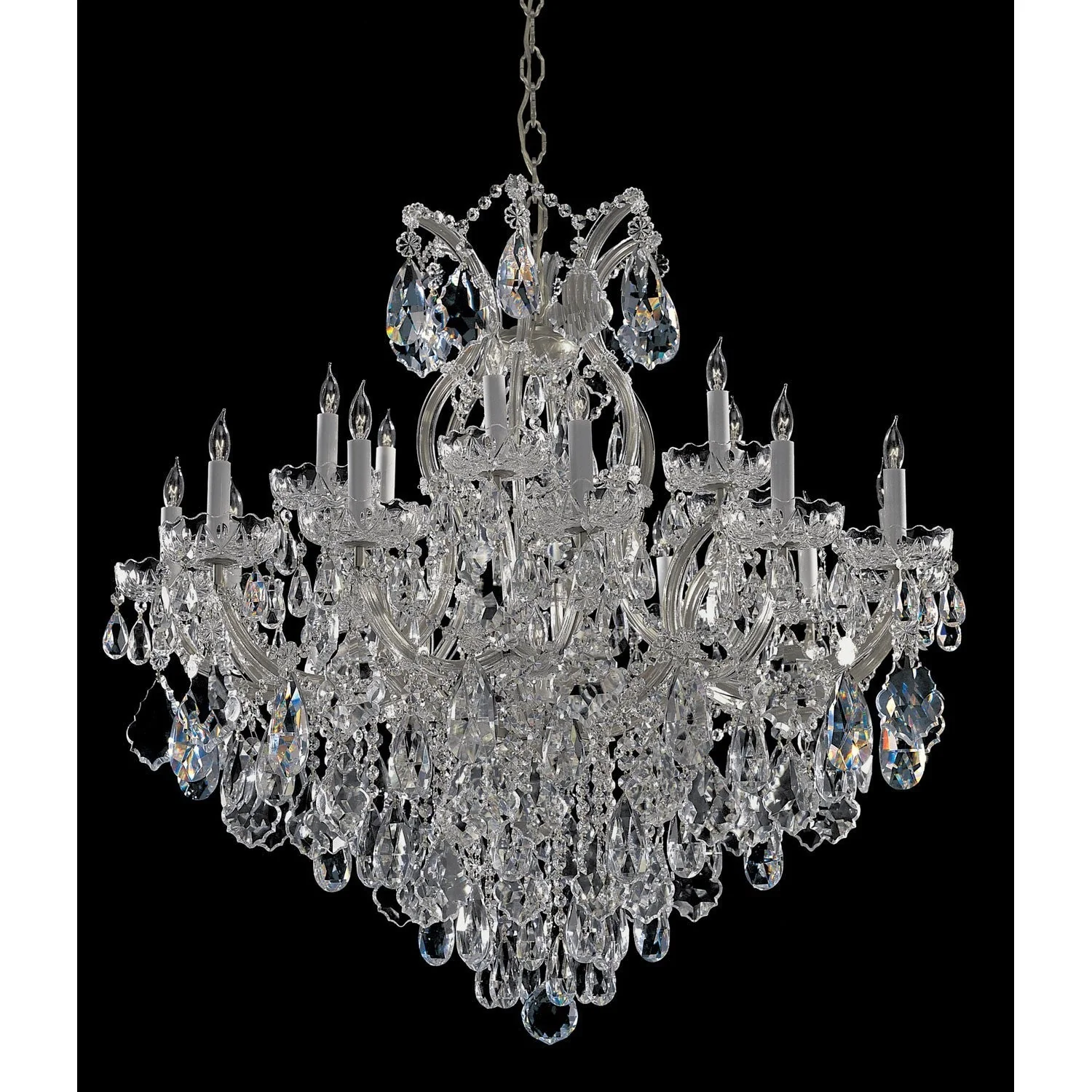Maria Theresa Polished Chrome Nineteen-Light Chandelier with Hand Cut Crystal - Image 1