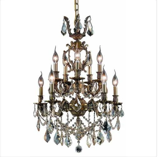 Bronze Ten-Light 21-Inch Chandelier with Royal Cut Golden Shadow Champagne Crystal - Image 1