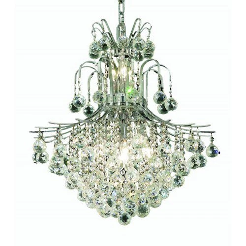 Chrome Eleven-Light 22-Inch Chandelier with Royal Cut Clear Crystal - Image 1