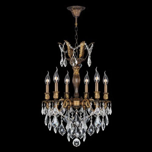 Six-Light Antique Bronze Finish with Clear-Crystals Chandelier - Image 1