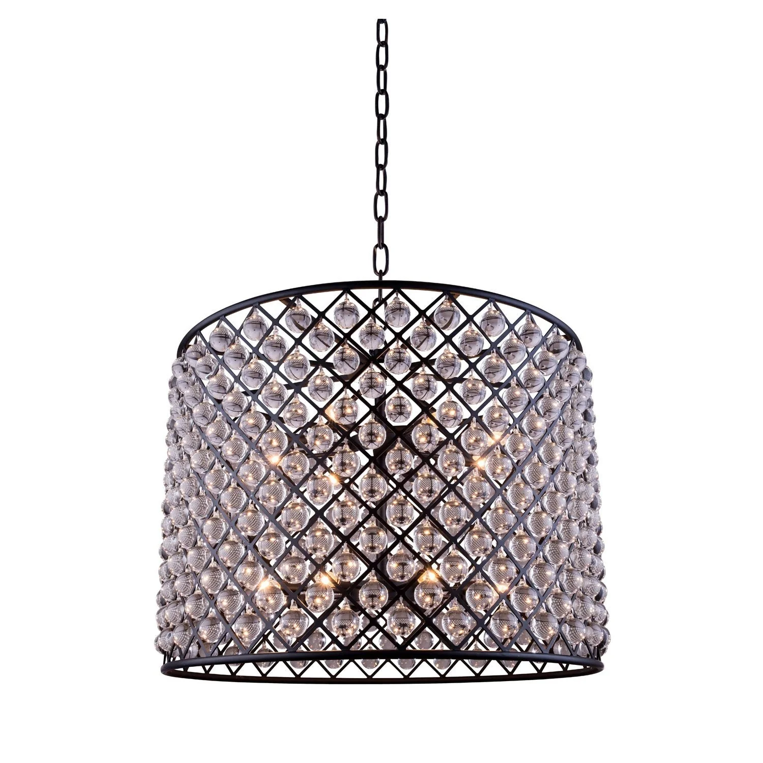 Madison Mocha Brown Twelve-Light Pendant with Royal Cut Clear Crystals - Image 1