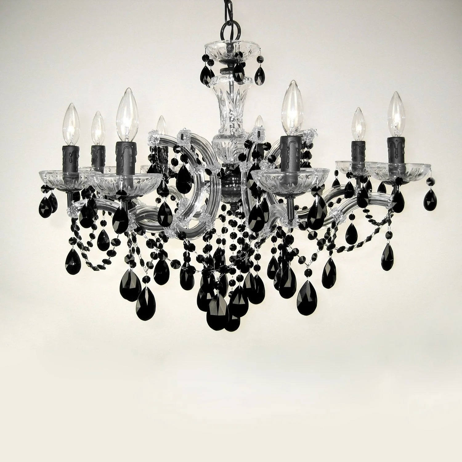 8 Light Maria Theresa Chandelier dressed with black crystals - Image 1