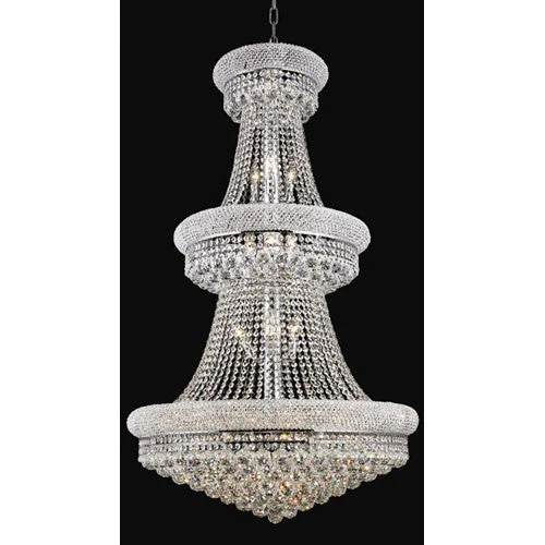 Chrome Thirty-Two Light Three-Tier 30-Inch Chandelier with Royal Cut Clear Crystal - Image 1