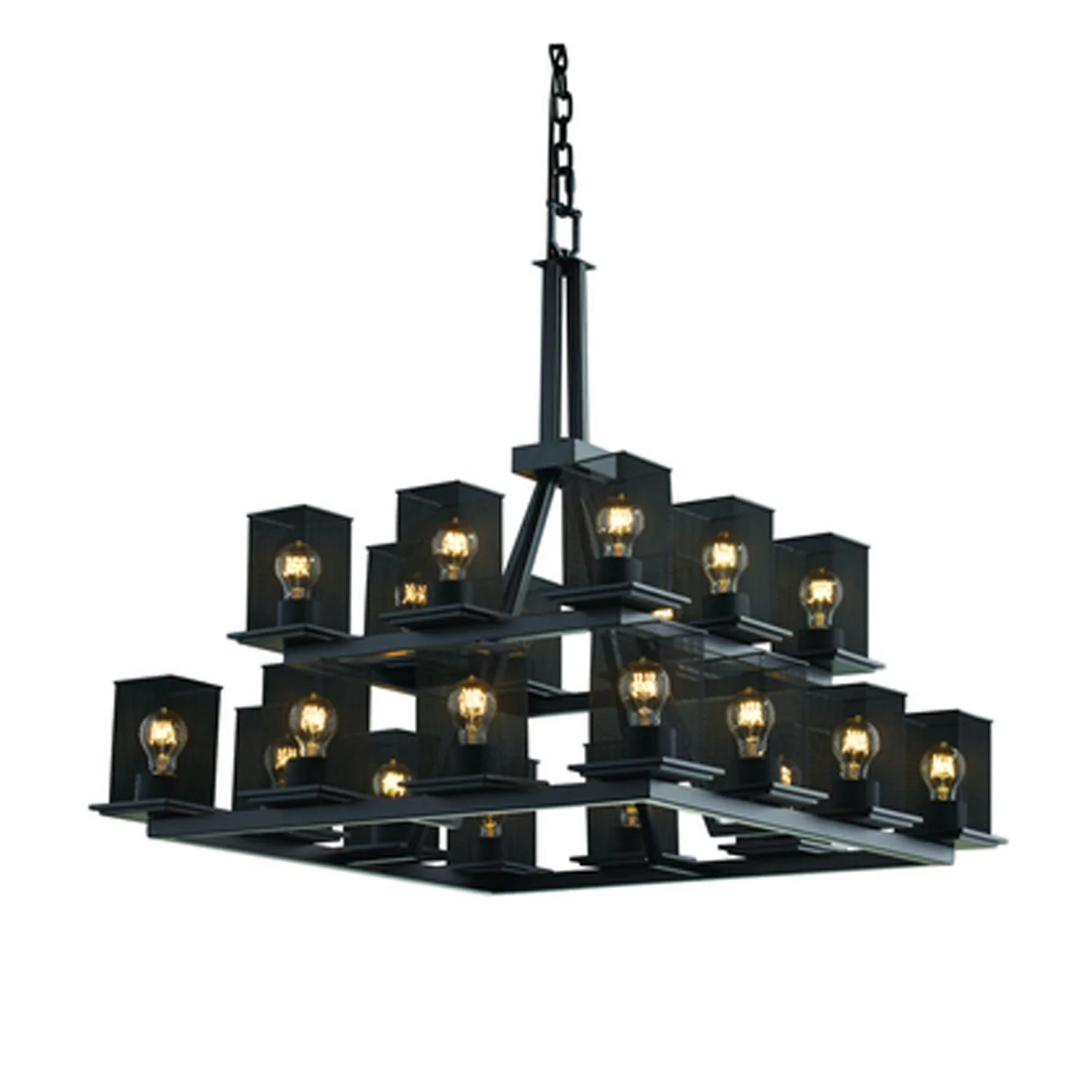 Group Wire Mesh Matte Black 20-Light Chandelier - Image 1