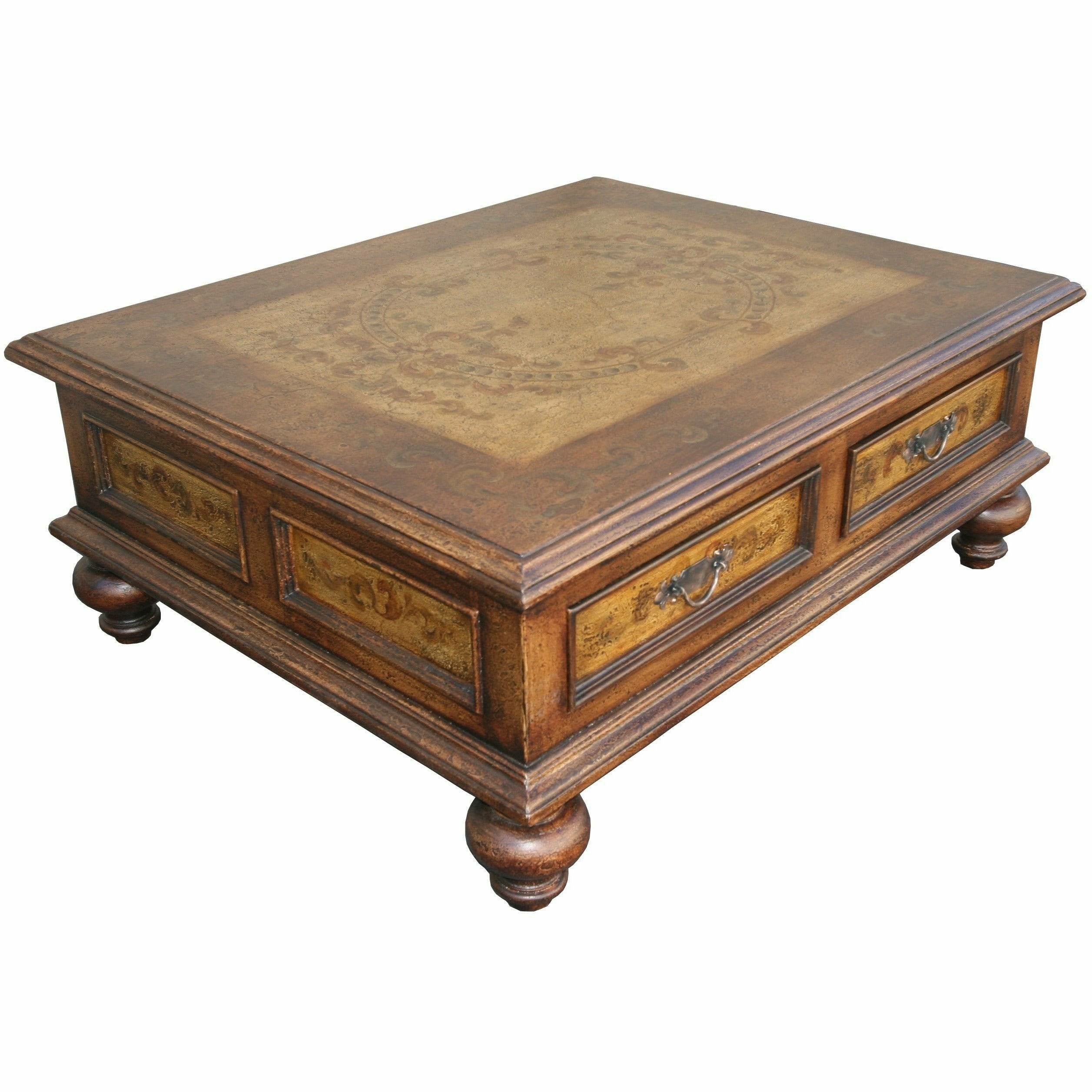 Casa Bonita Peruvian Hand-Painted Carved Wood Tuscany Coffee Table - Image 2