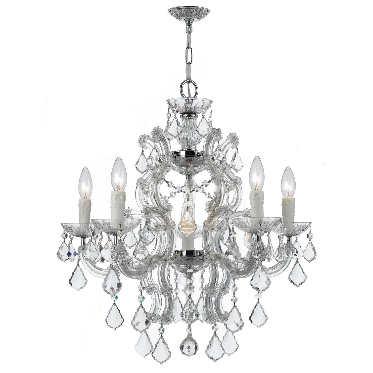 Maria Theresa Polished Chrome 24.5-Inch Six Light Hand Cut Crystal Chandelier - Image 1
