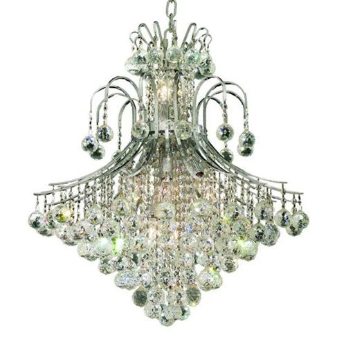 Chrome Fifteen-Light 25-Inch Chandelier with Royal Cut Clear Crystal - Image 1