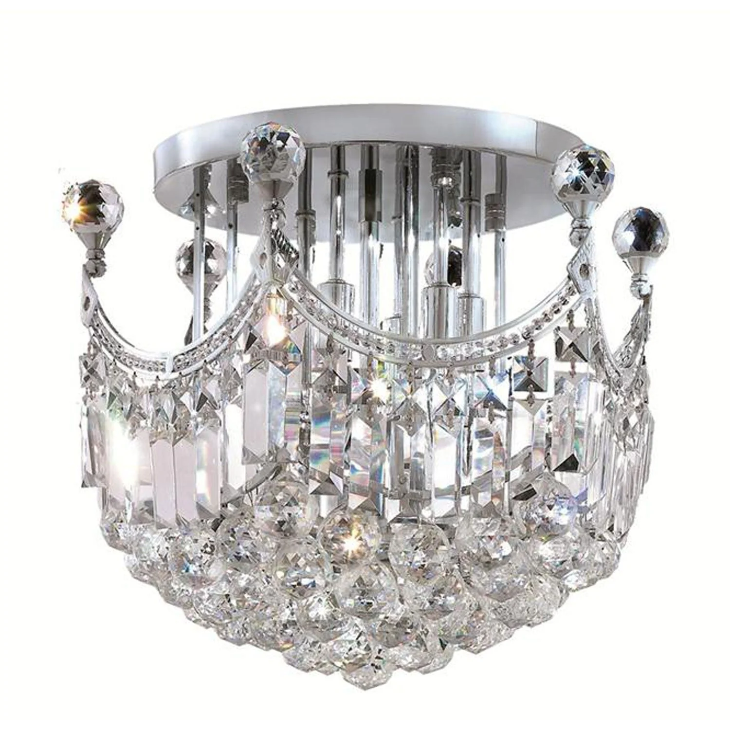 Chrome Six-Light 16-Inch Flush Mount with Royal Cut Clear Crystal - Image 1